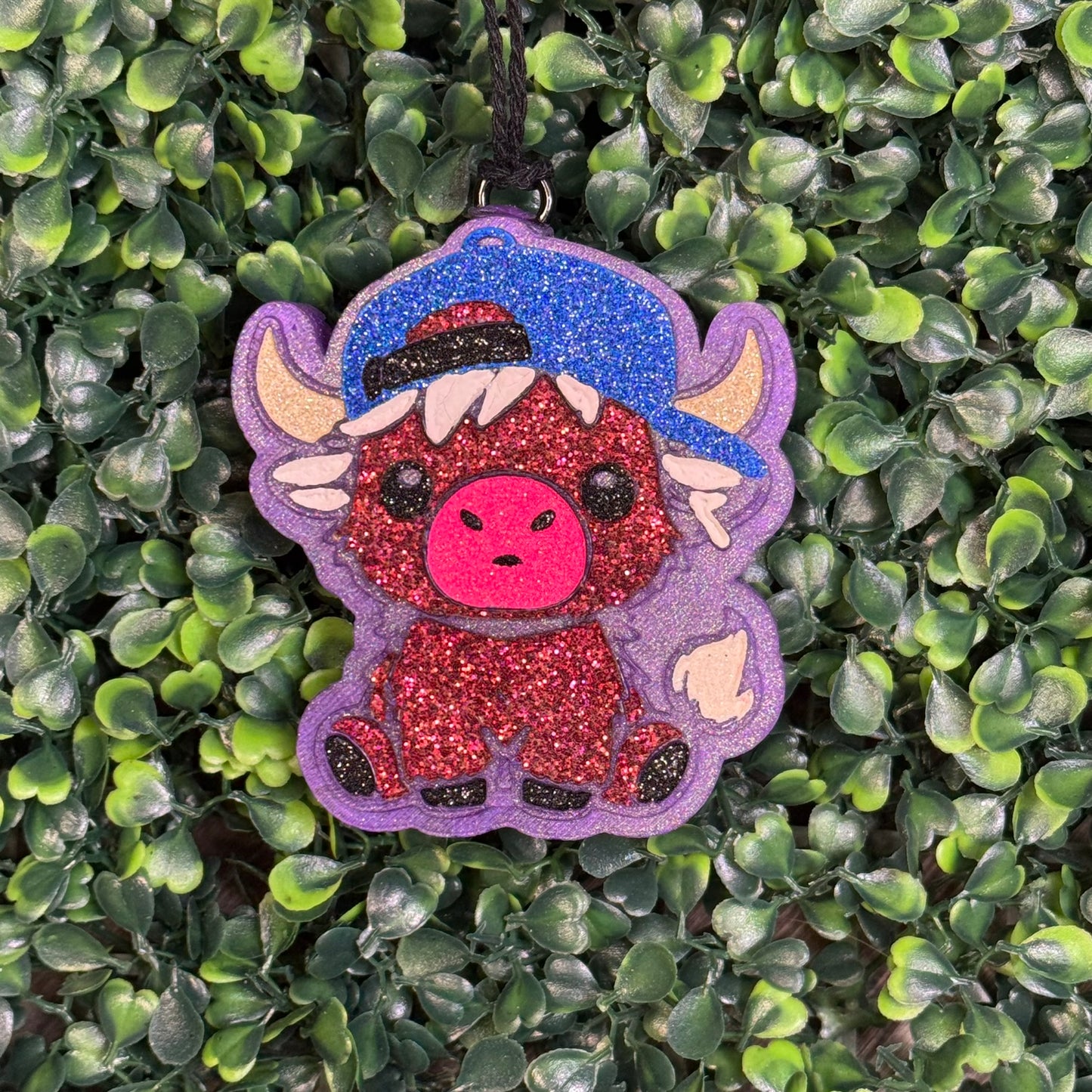 Cow with Baseball Hat - Blackberry Lemonade - Car Freshie/Air Freshener