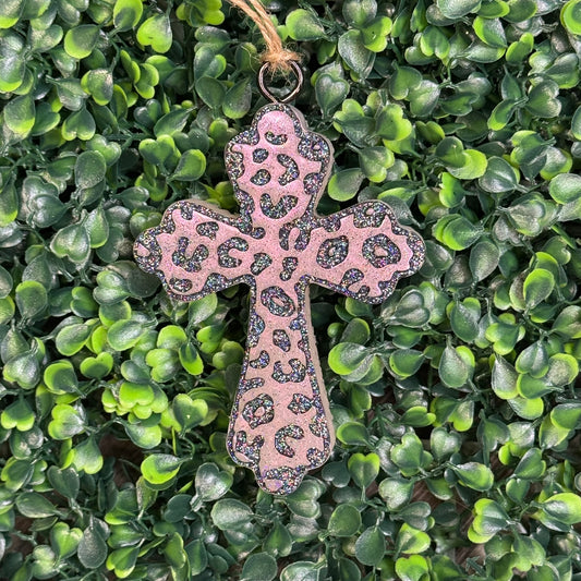 Leopard Print Cross - Japanese Cherry Blossom - Car Freshie/Air Freshener