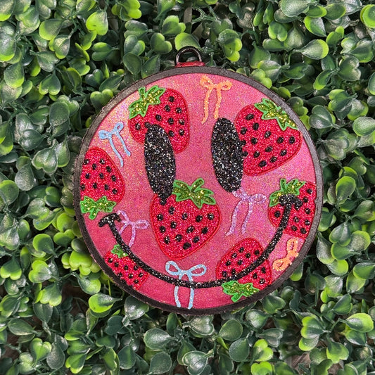 Strawberry & Bows Smiley Face - Swirly's Bottom of The Barrel - Car Freshie/Air Freshener