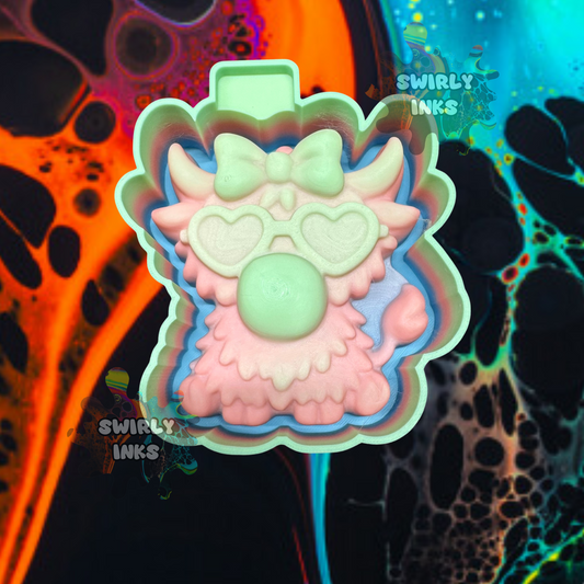 3D Bubble Gum Cow Freshie Mold