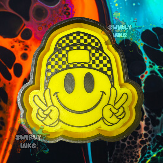 Checkered Beenie Smiley Face Freshie Mold
