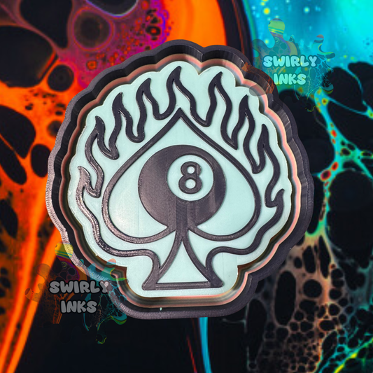 Checkered Spade 8 Ball Flames Freshie Mold