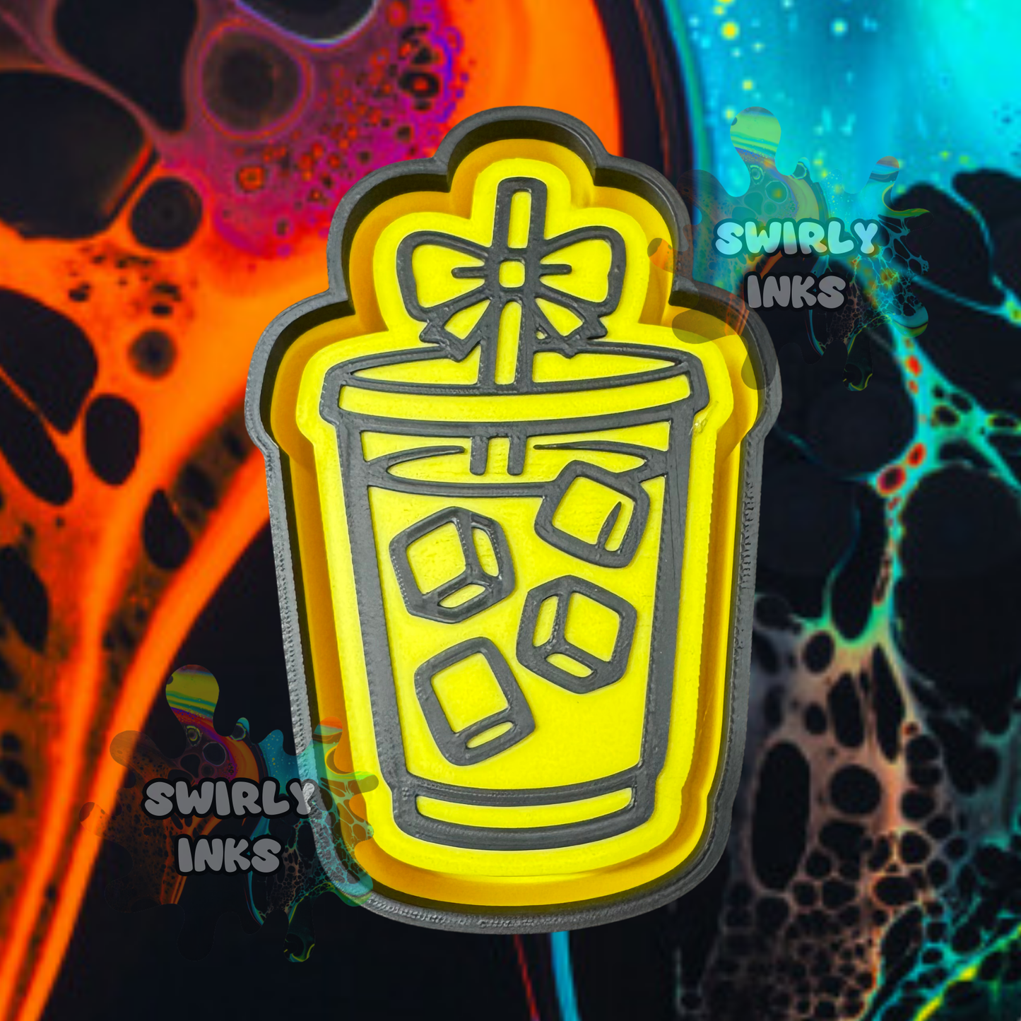 Iced Coffee with Bow Flat Lid Freshie Mold