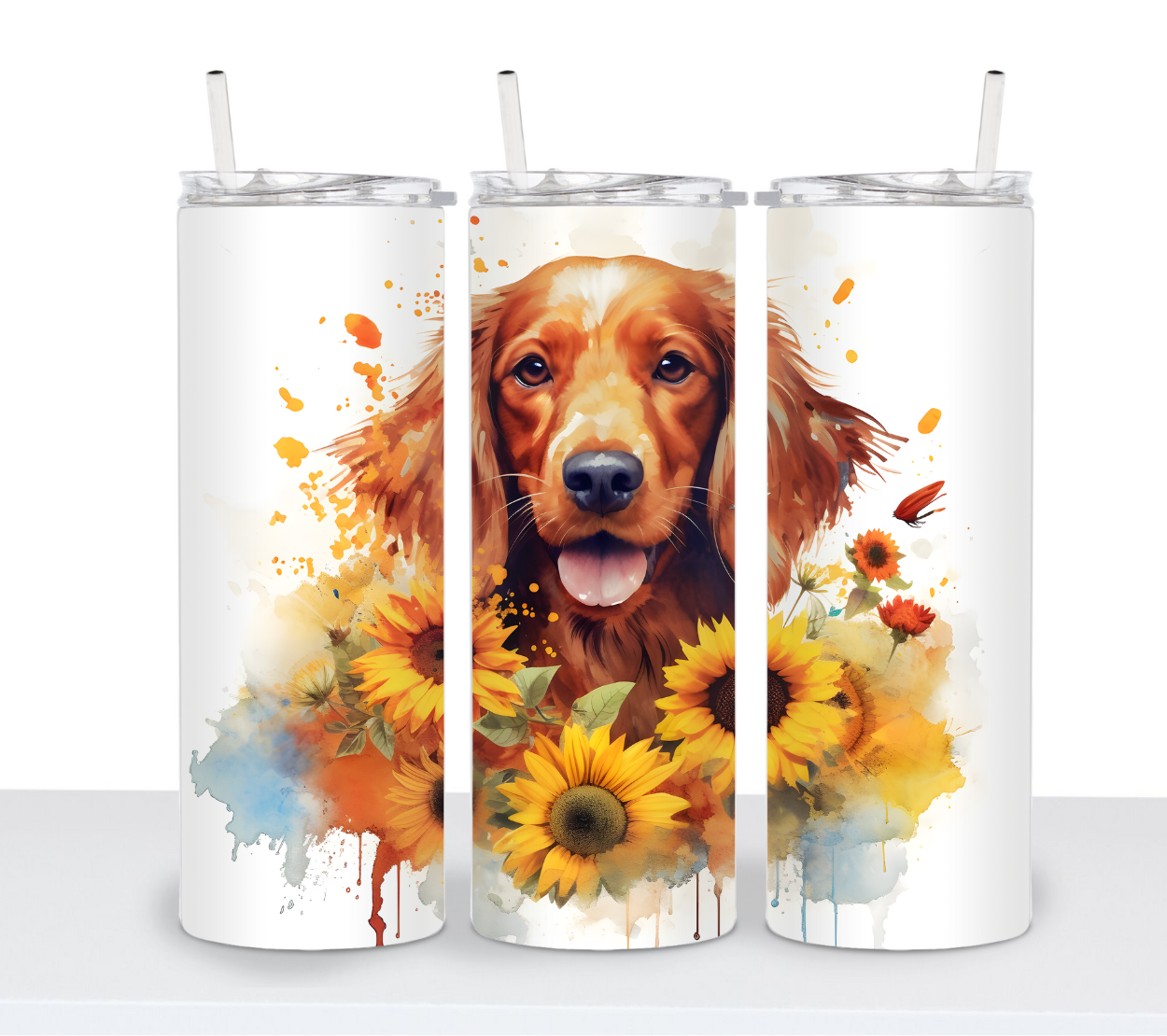 Dogs with Sunflowers