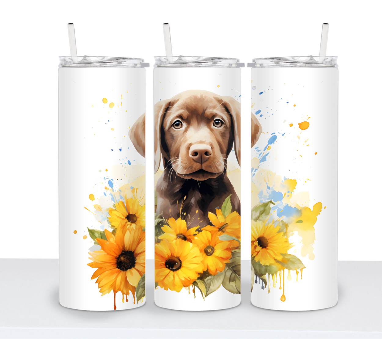 Dogs with Sunflowers