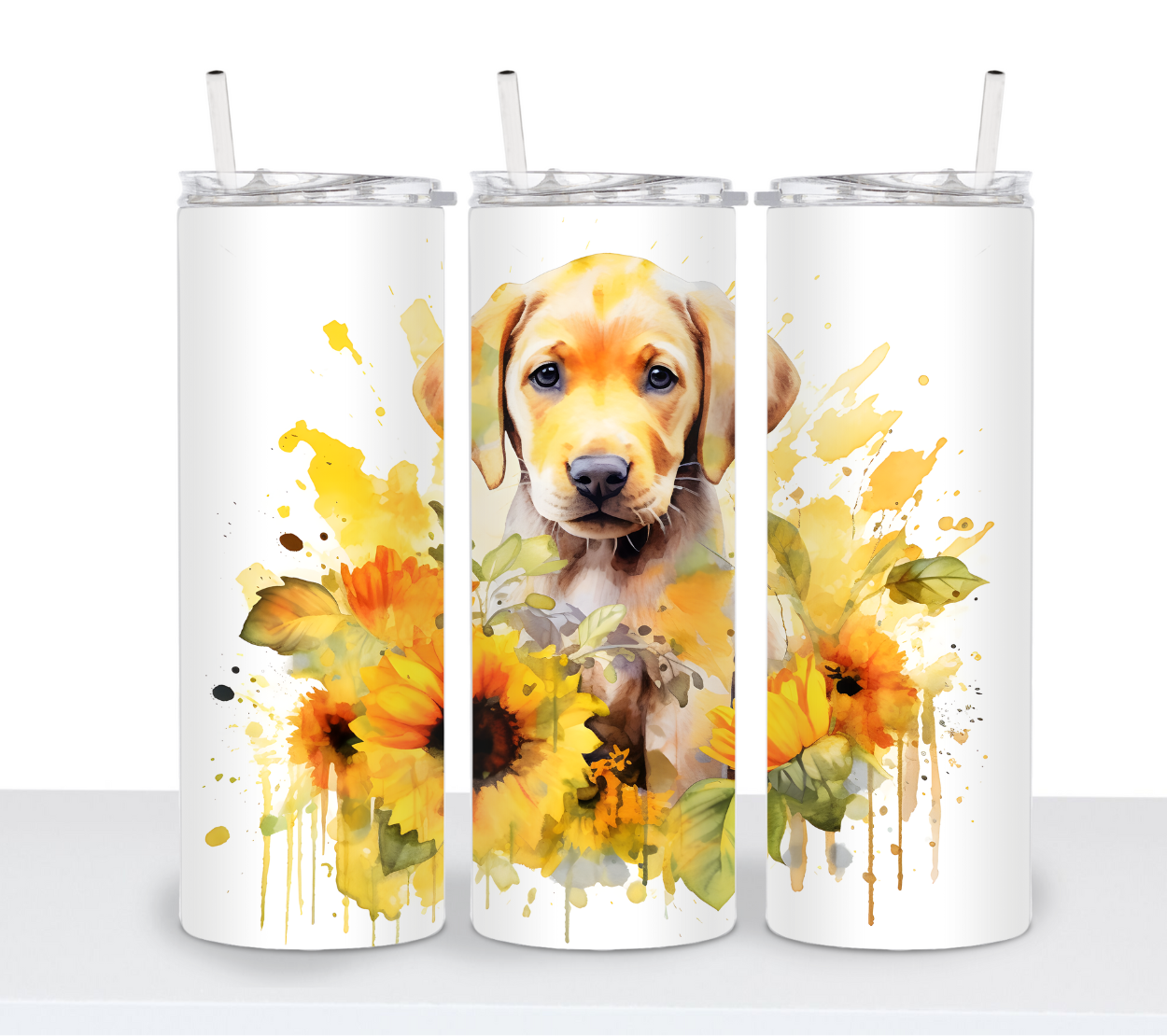 Dogs with Sunflowers