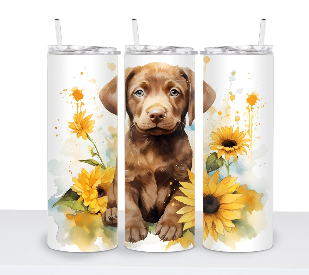 Dogs with Sunflowers