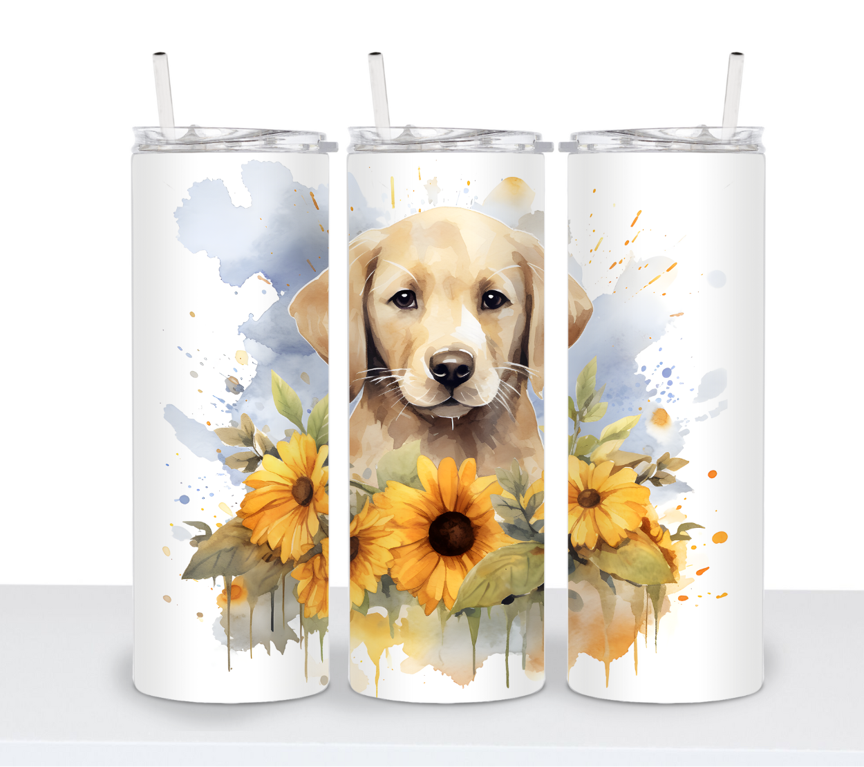 Dogs with Sunflowers