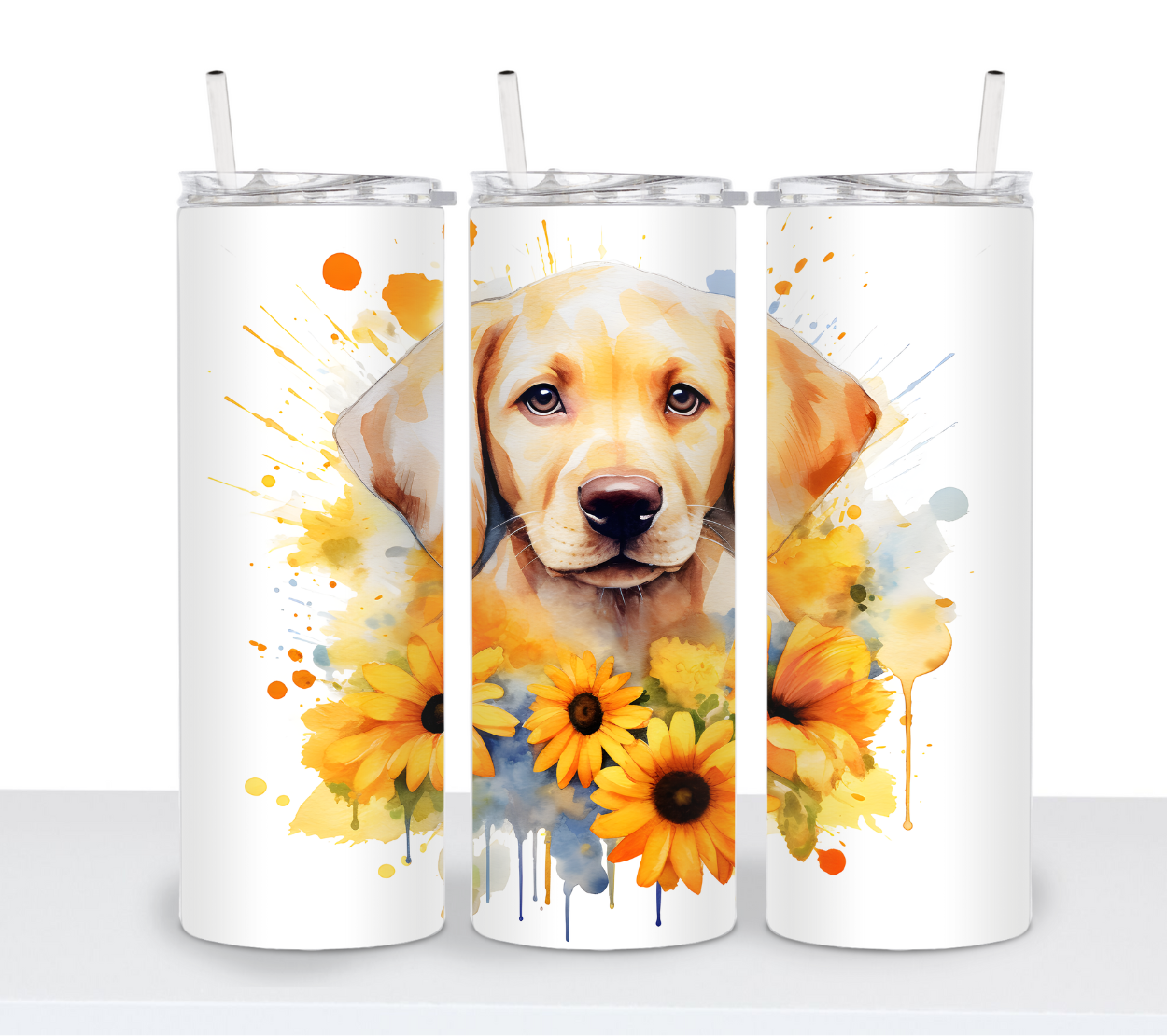 Dogs with Sunflowers