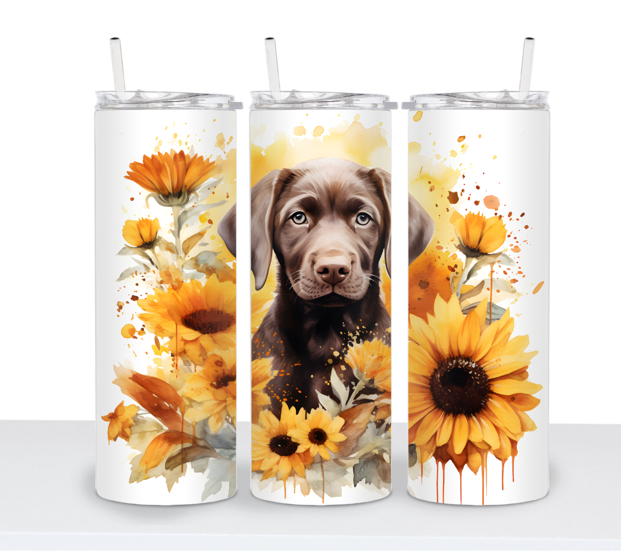 Dogs with Sunflowers