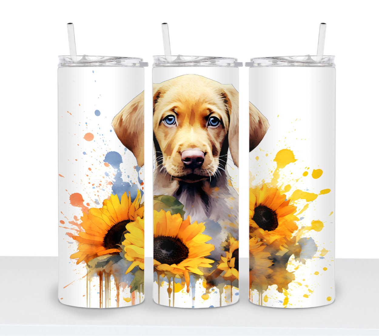 Dogs with Sunflowers