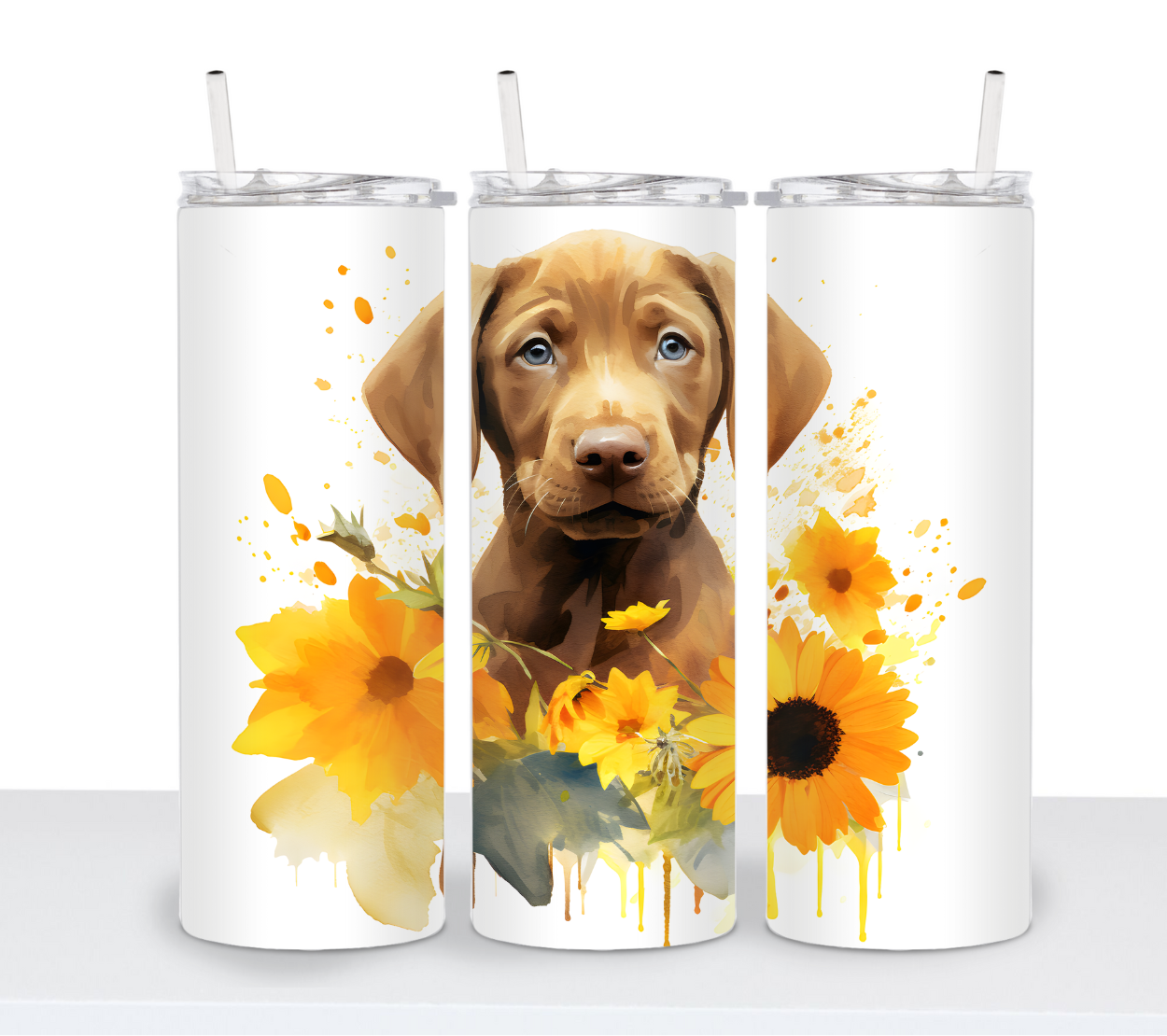 Dogs with Sunflowers