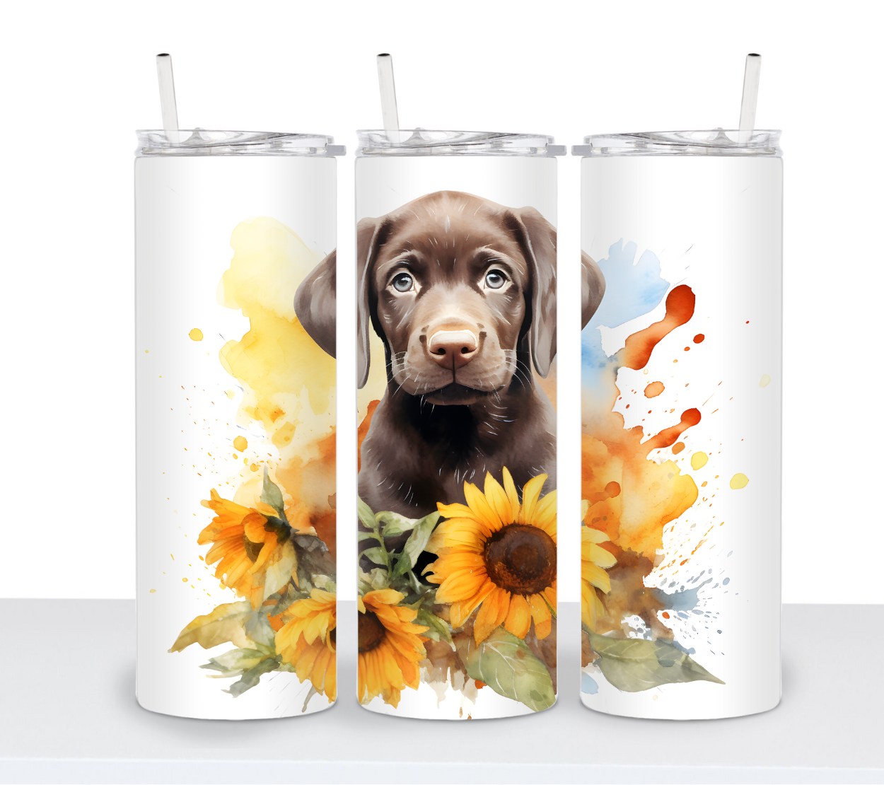 Dogs with Sunflowers