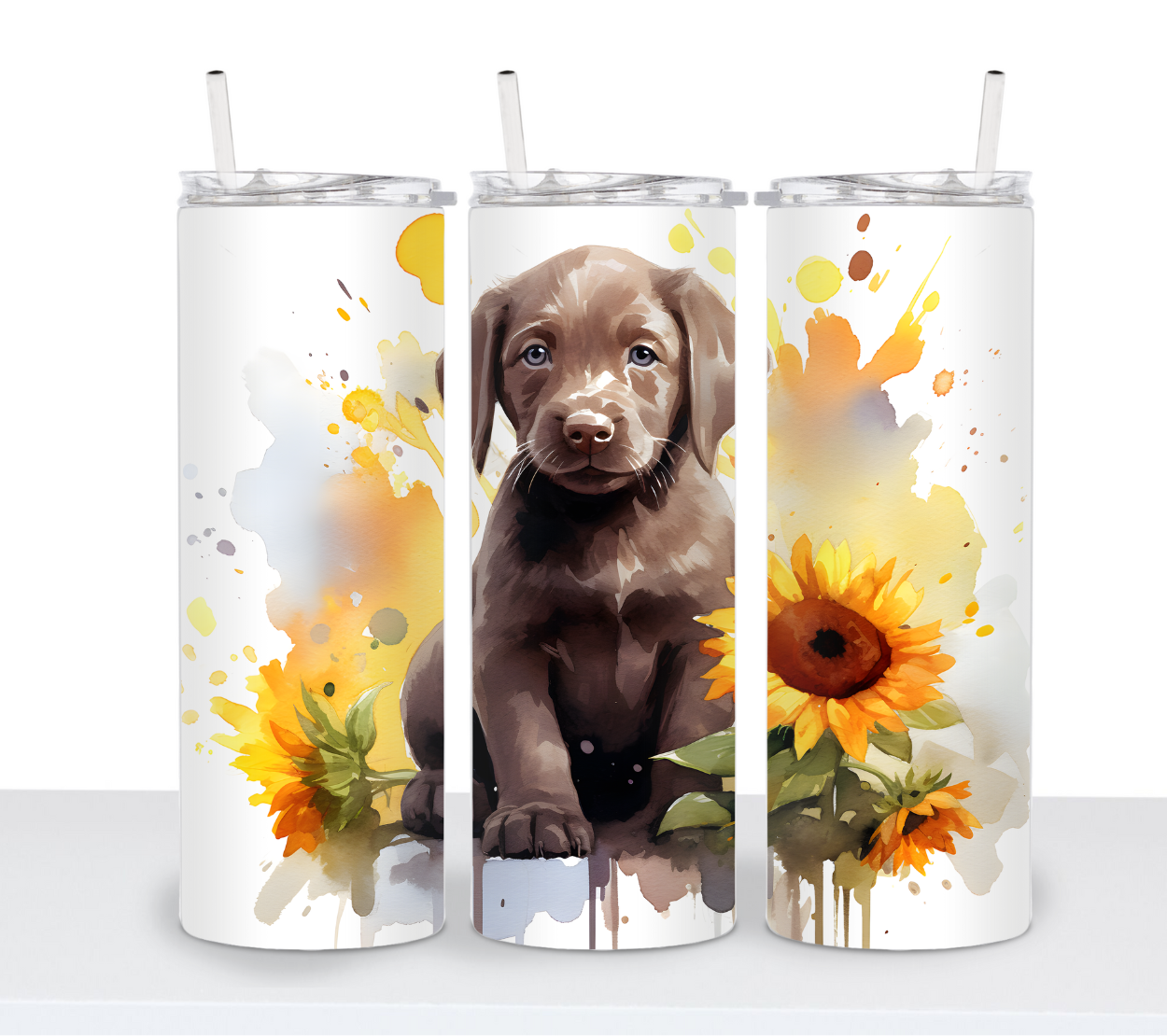 Dogs with Sunflowers