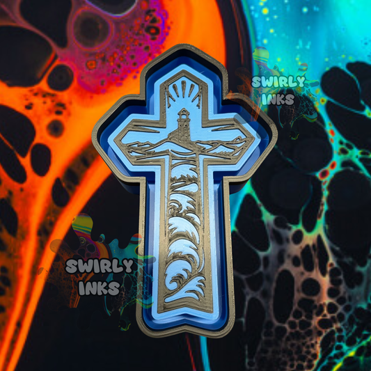 Lighthouse with Waves Cross Freshie Mold