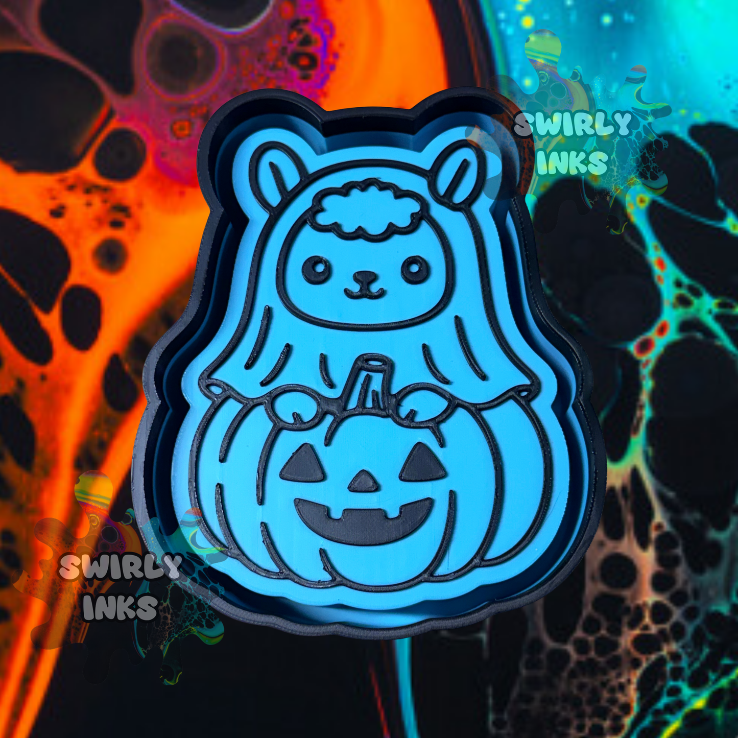Llama Ghost on Pumpkin Freshie Mold