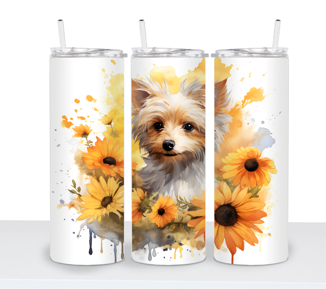 Dogs with Sunflowers