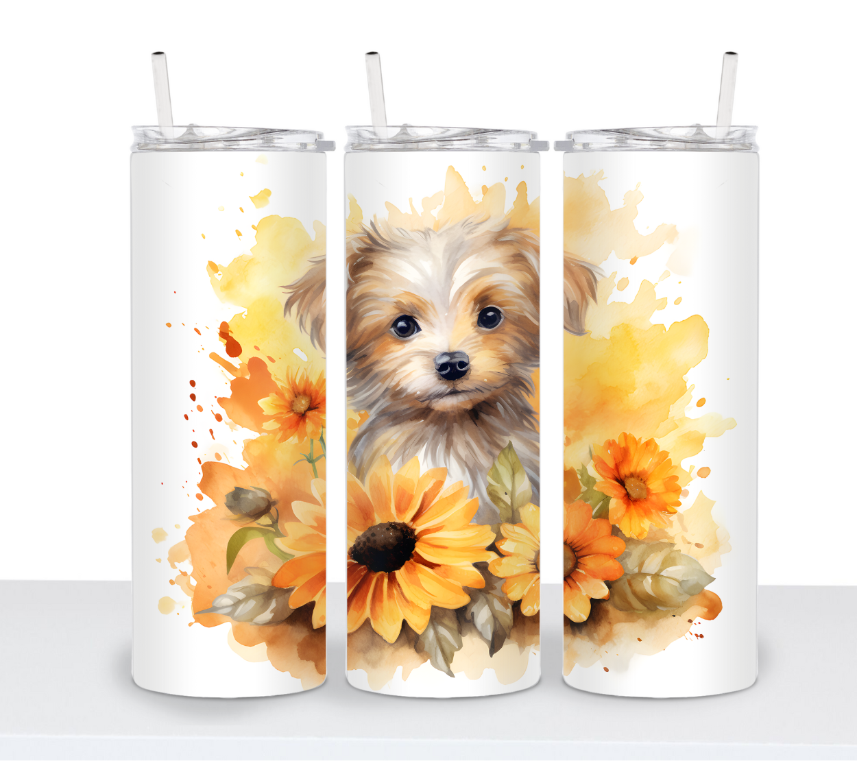 Dogs with Sunflowers