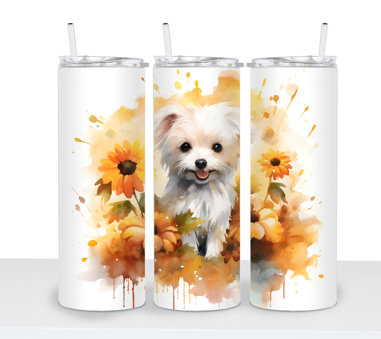 Dogs with Sunflowers