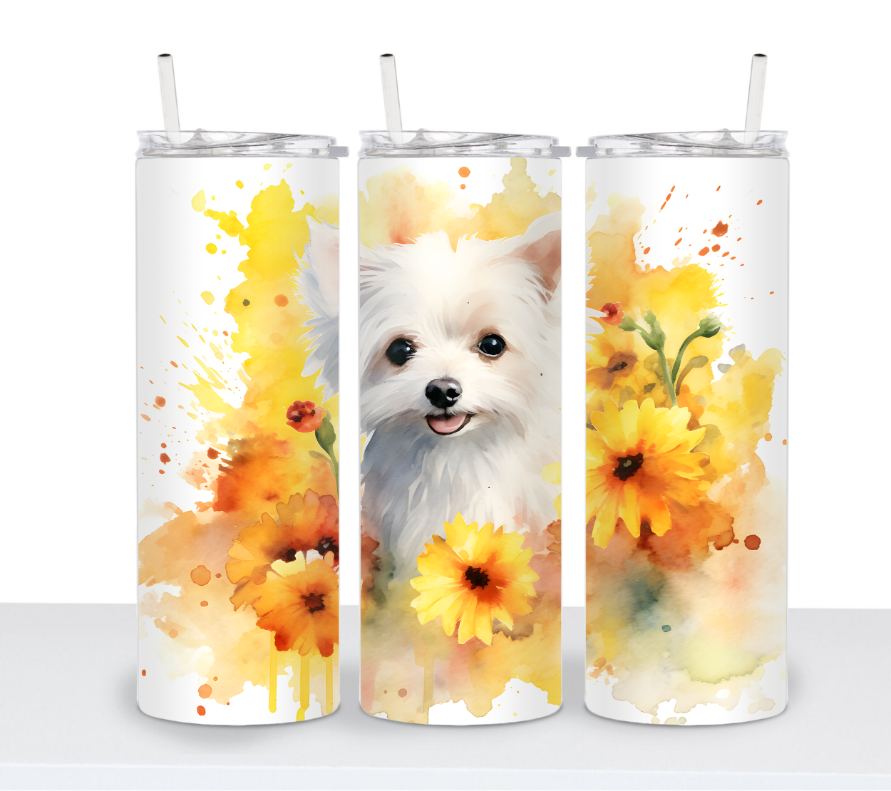 Dogs with Sunflowers