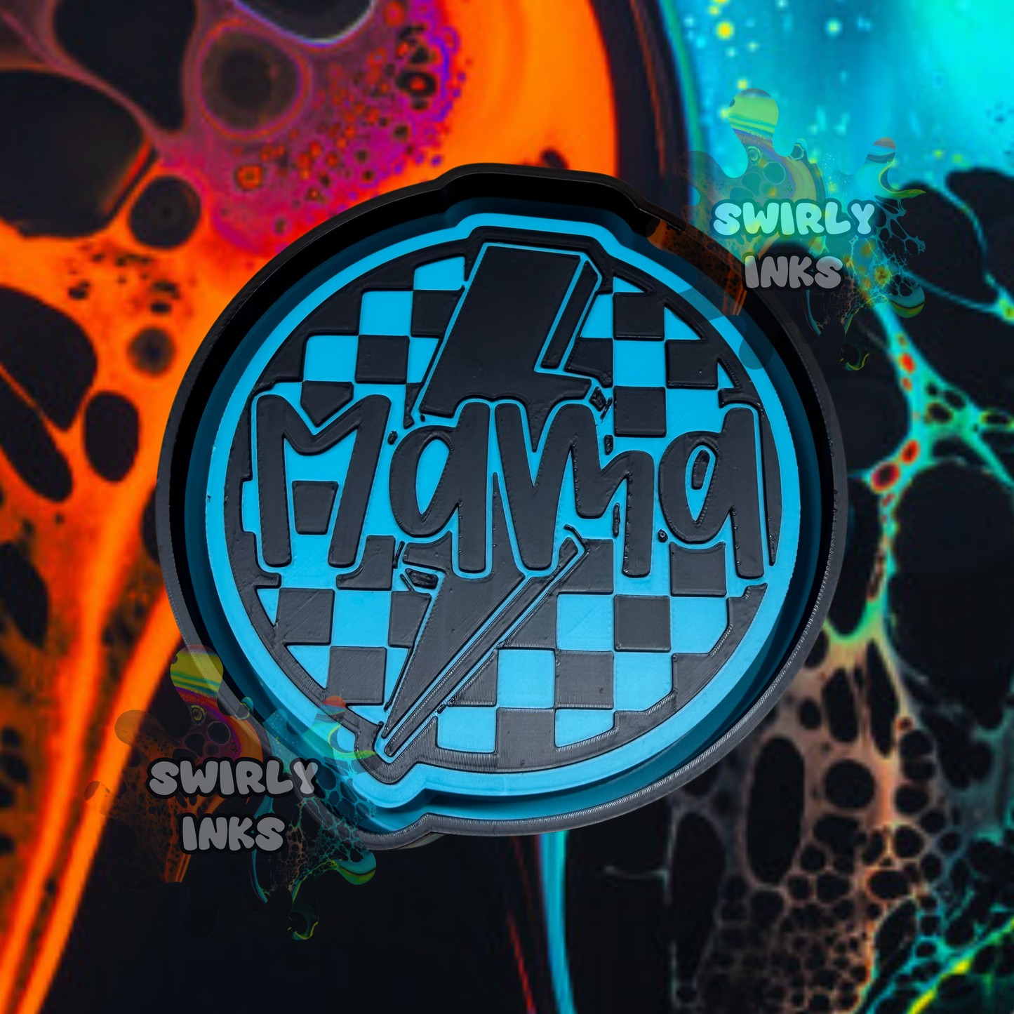 Mama Checkered Circle Bolt Freshie Mold