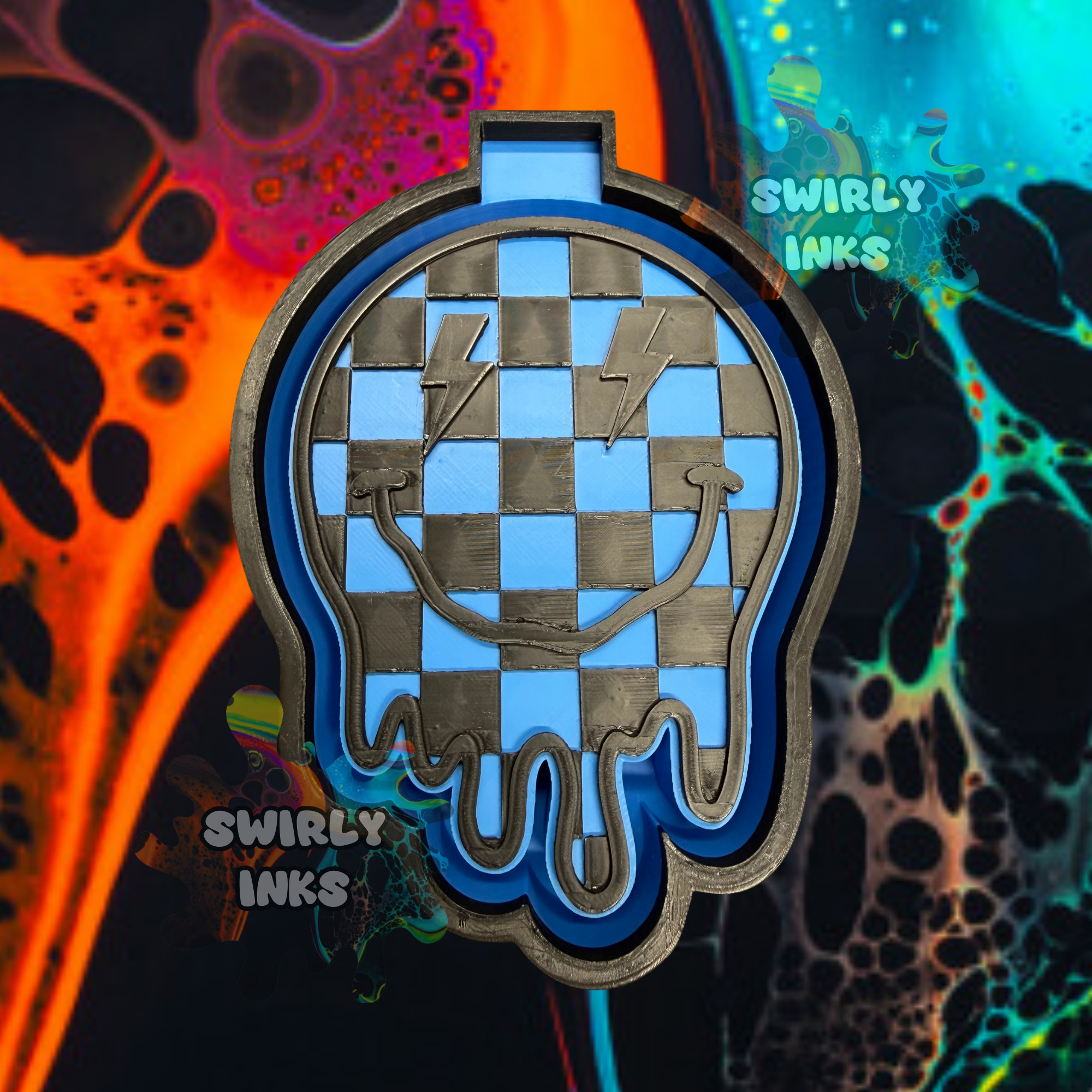 Checkered Melted Smiley Face Freshie Mold – Swirly Inks N Glittered Designs