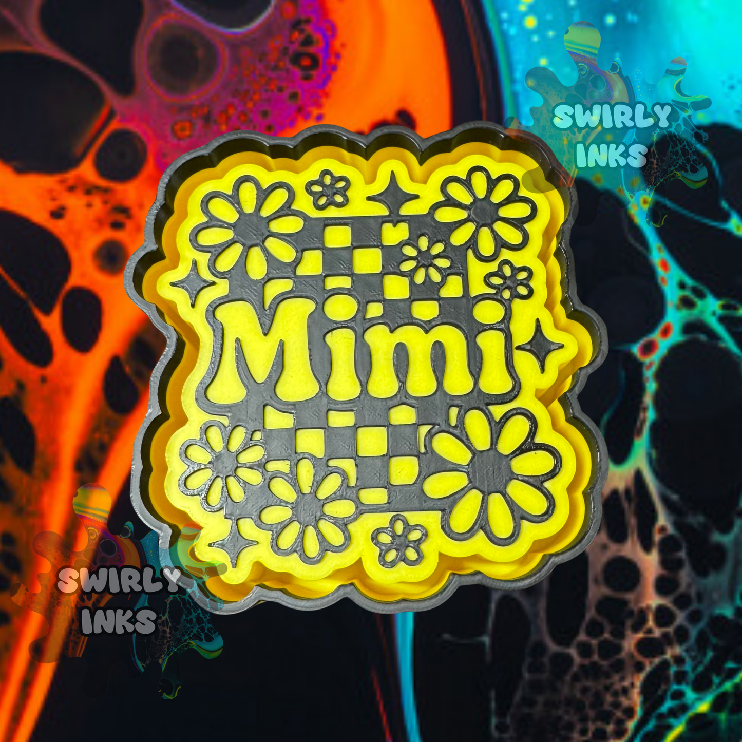 Mimi Checkered with Flowers Freshie Mold