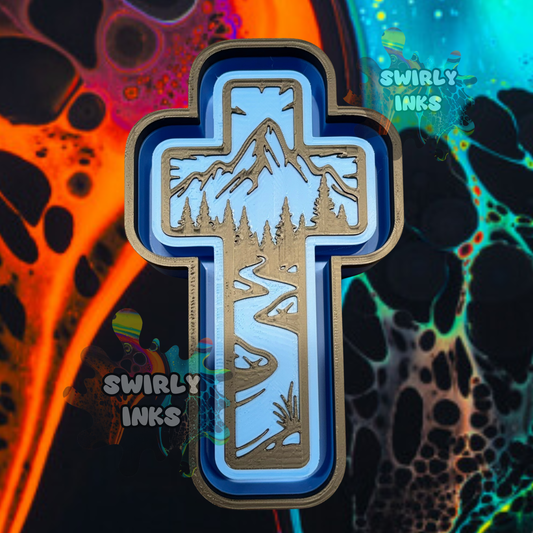 Mountain River Cross Freshie Mold