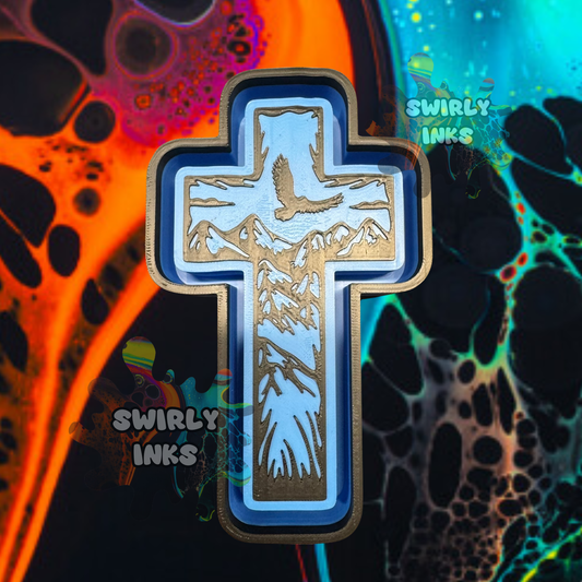 Mountains Bird Flying Cross Freshie Mold
