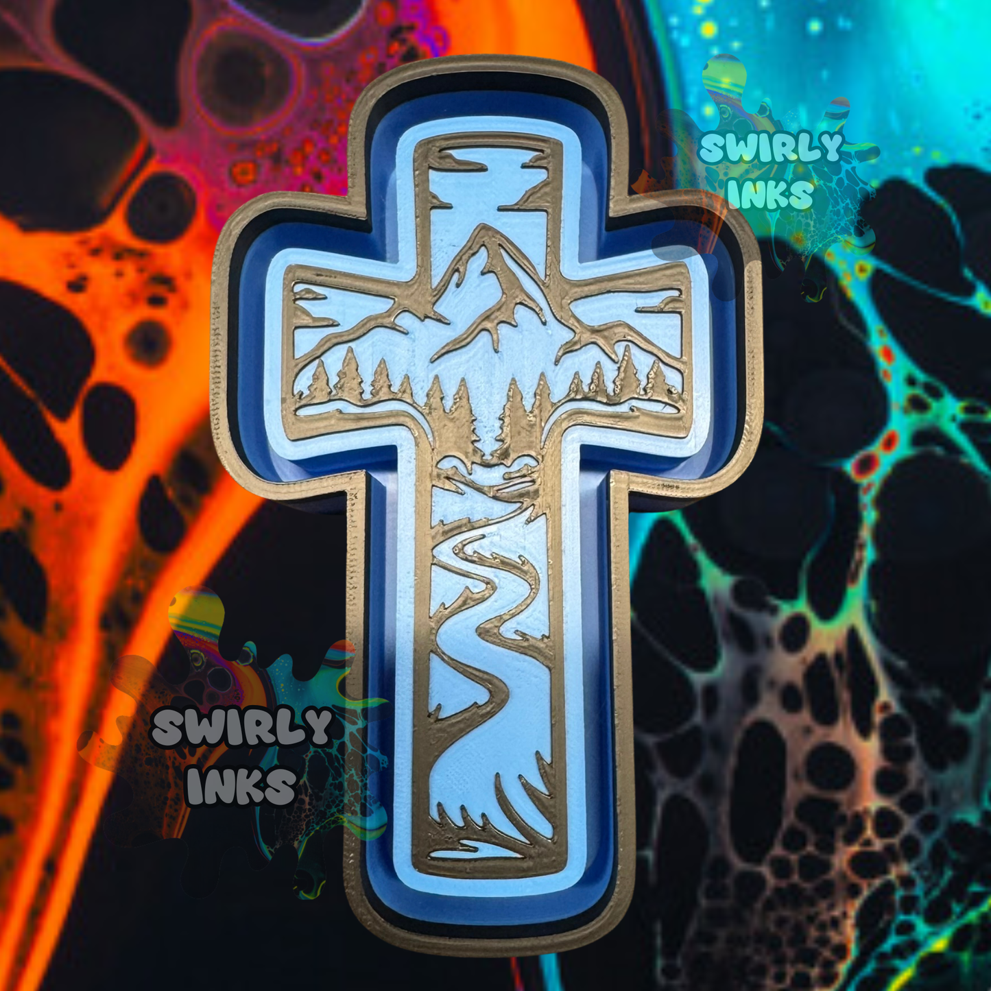 Mountains River Cross Freshie Mold