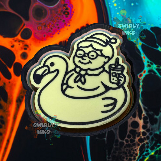 Mrs. Claus on Flamingo Float Freshie Mold