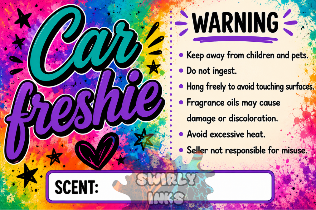 Neon with Hearts Freshie Label 3" x 2"  (10)