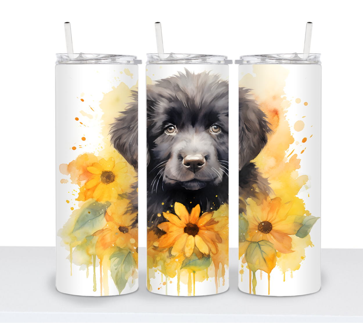 Dogs with Sunflowers