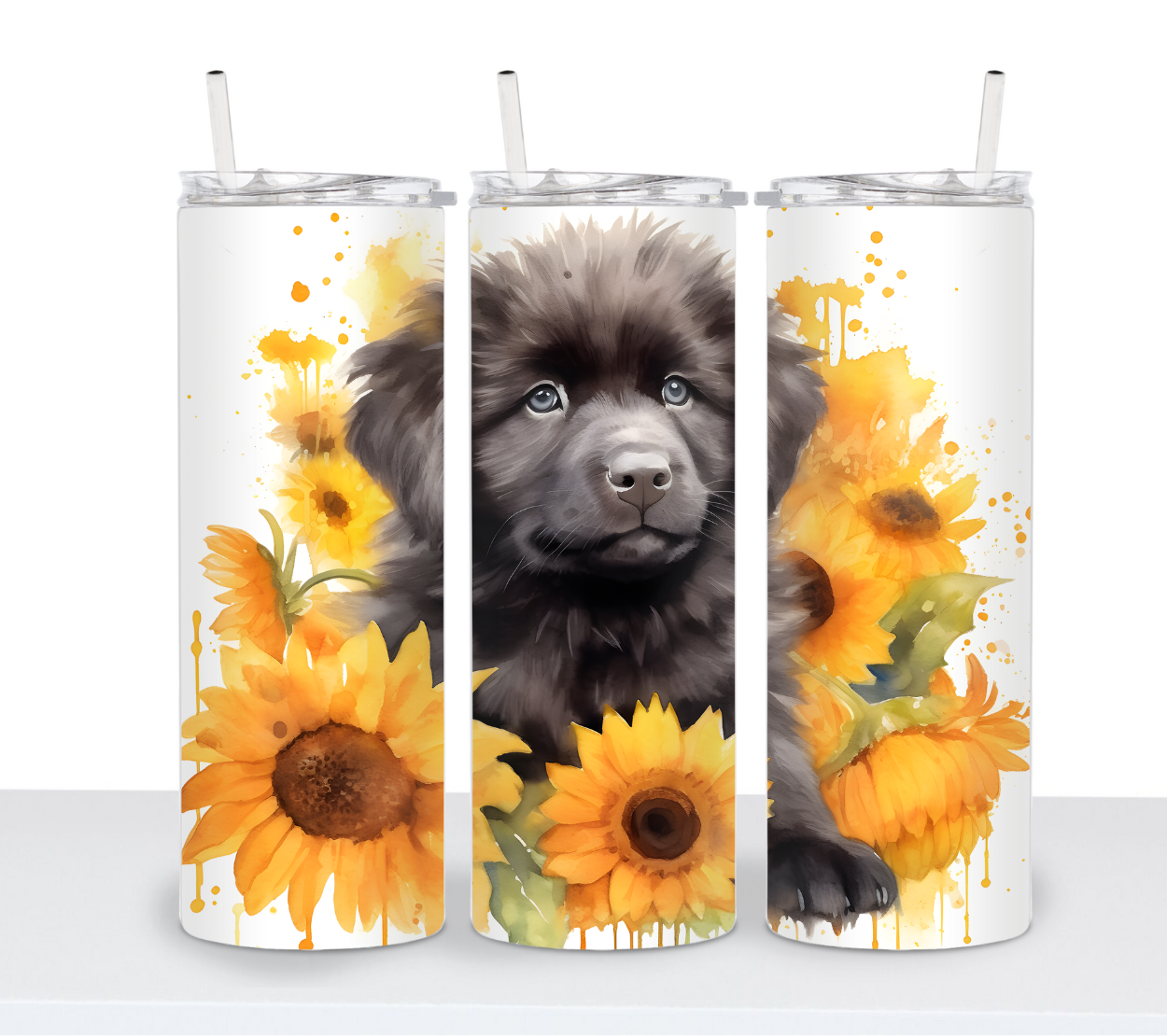 Dogs with Sunflowers