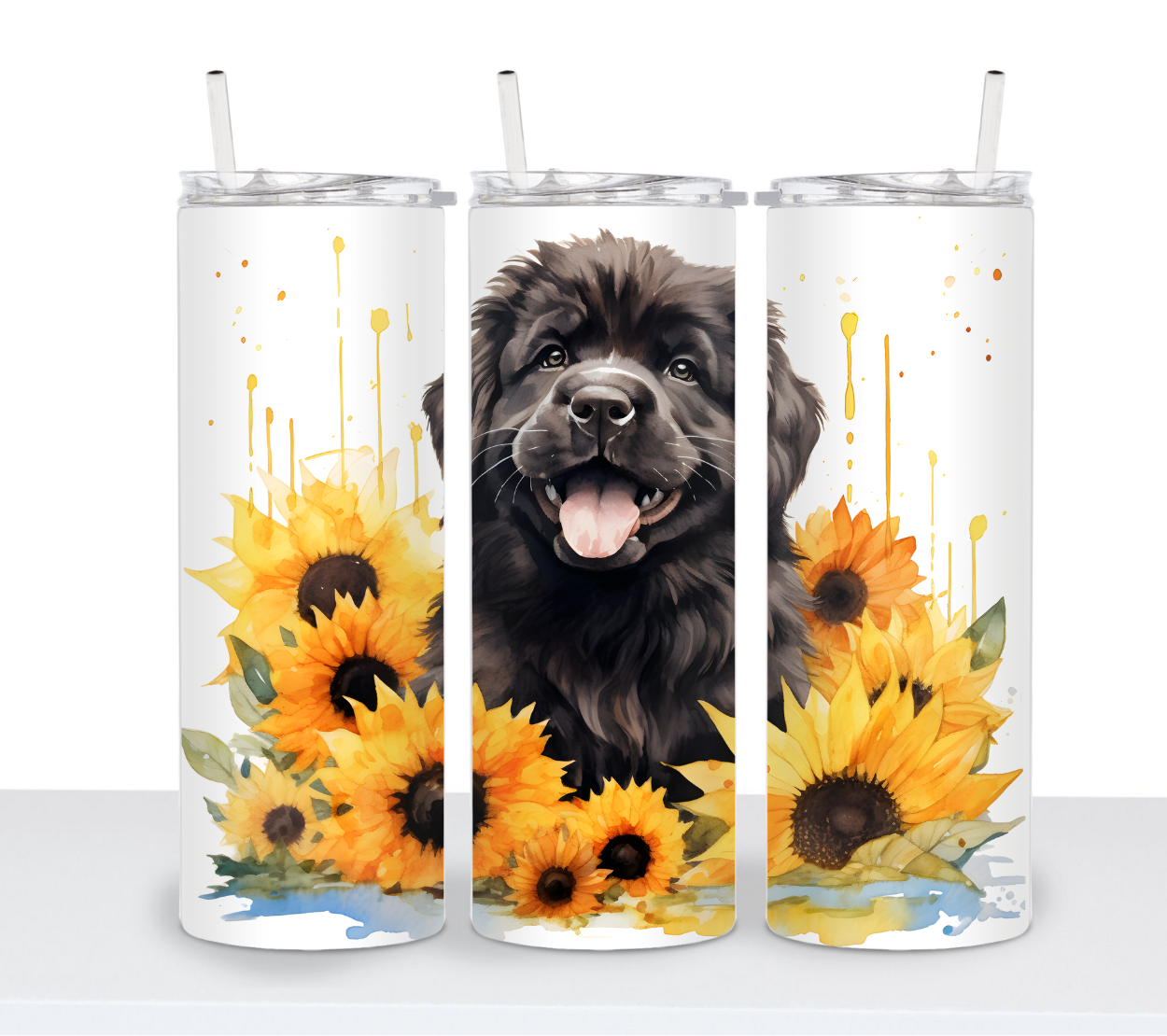 Dogs with Sunflowers