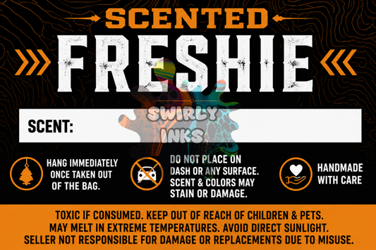 Orange & Black Freshie Label 3" x 2"  (10)