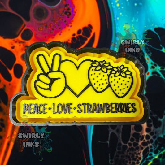 Peace Love Strawberries Freshie Mold