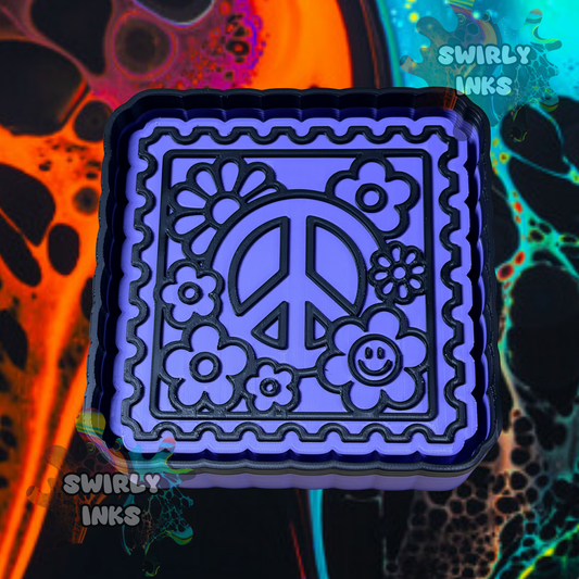 Peace Sign Flowers Stamp Freshie Mold