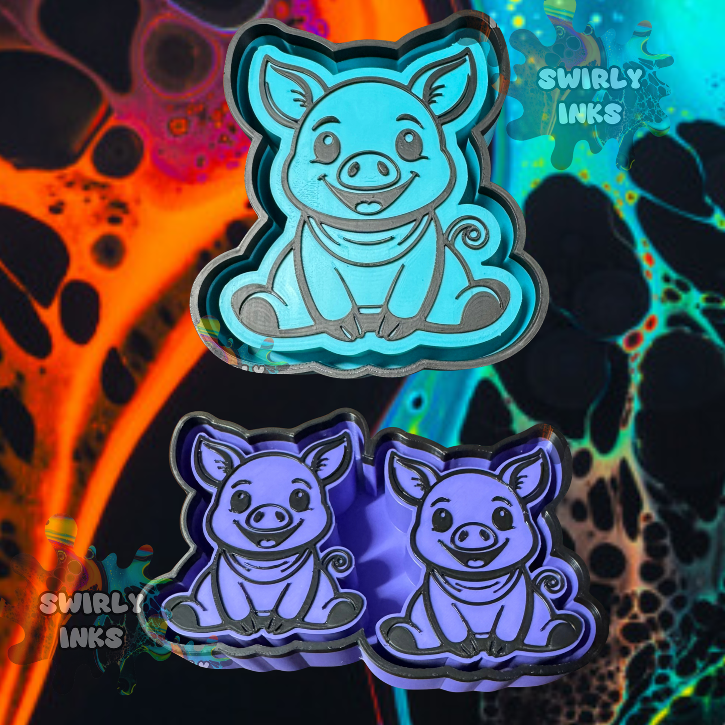 Pig Sitting Set Freshie Mold