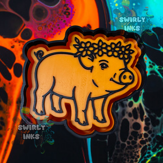Pig with Flower Crown Freshie Mold