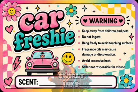 Pink Car Freshie Label 3" x 2"  (10)