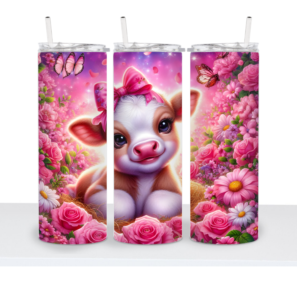 Pink Flowers Cow