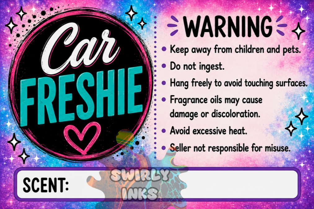 Pink Purple Blue with Stars Freshie Label 3" x 2"  (10)