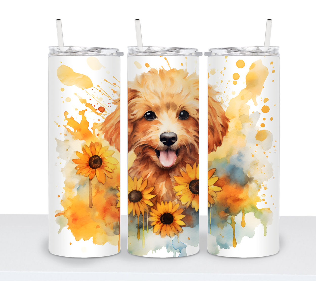 Dogs with Sunflowers