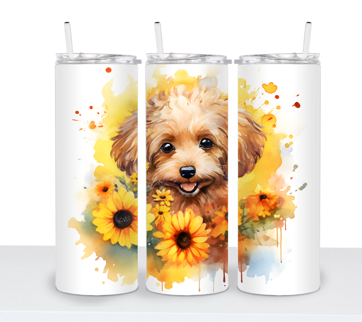 Dogs with Sunflowers