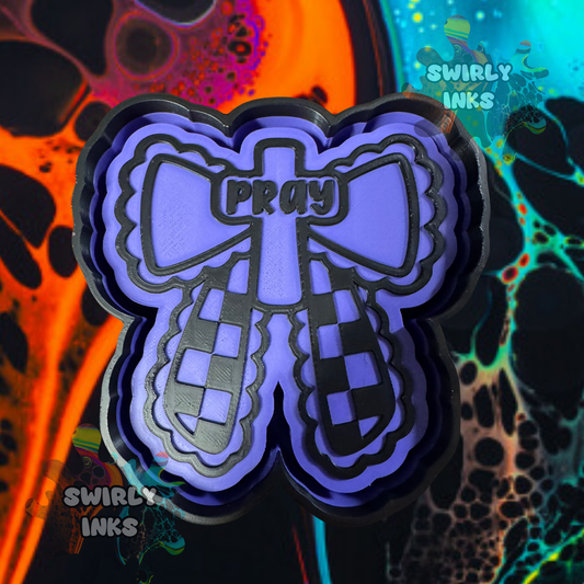 Pray Checkered Bow Freshie Mold