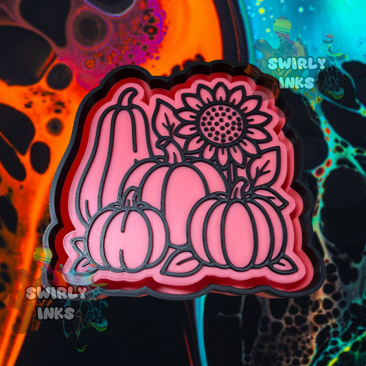 Pumpkins with Flower Freshie Mold