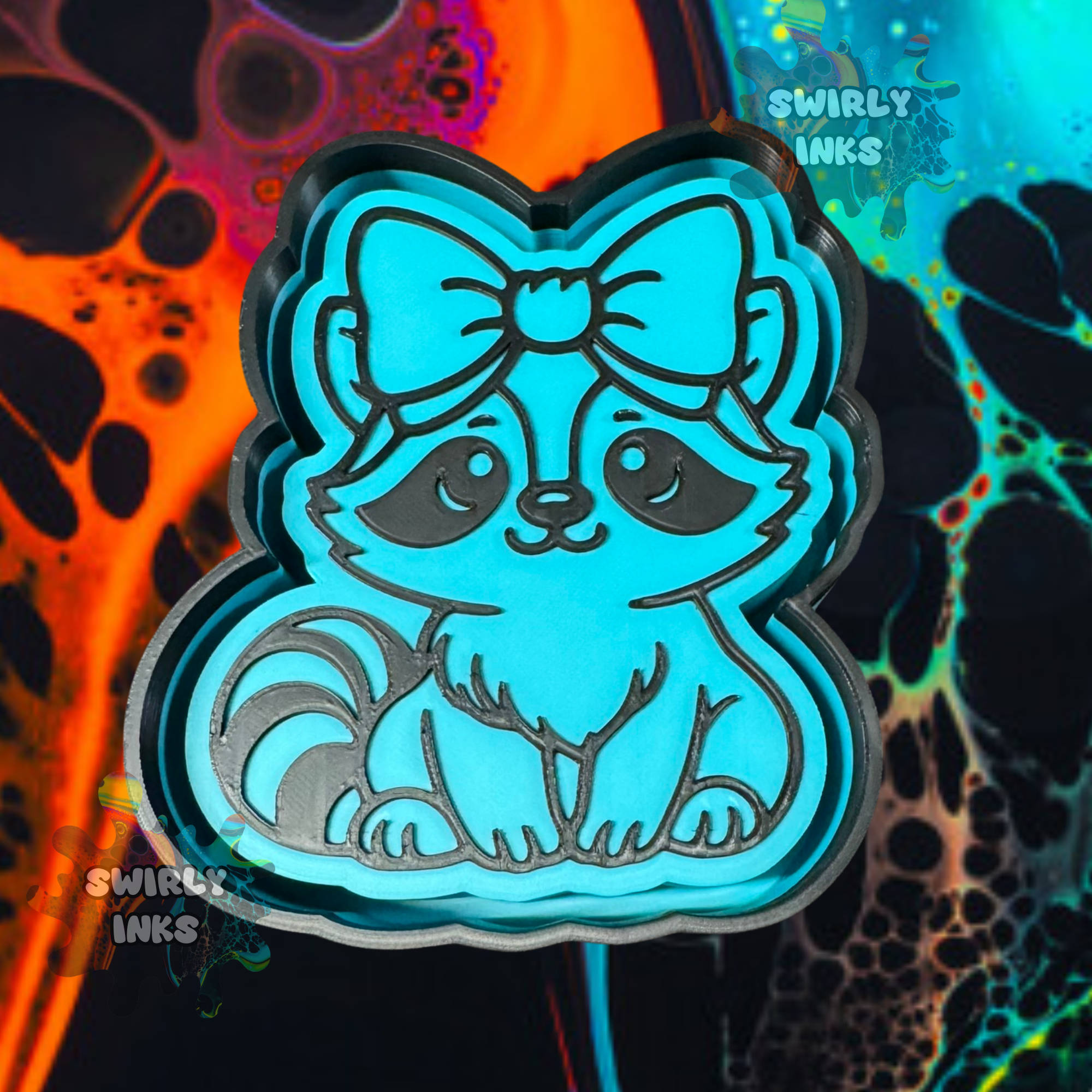 Fall Racoon Freshie Raccoon with Bow Freshie Mold – Swirly Inks N Glittered Designs