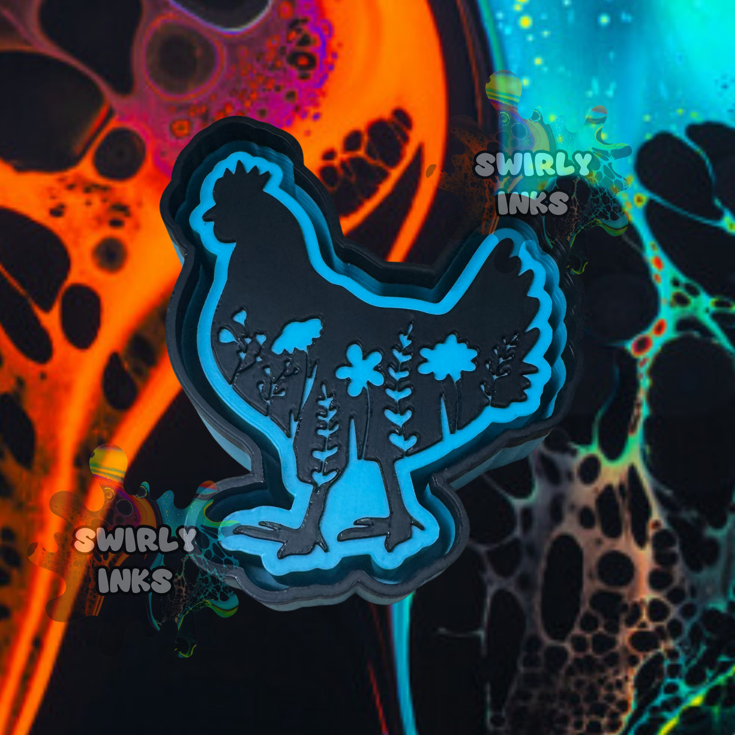 Rooster with Flowers Freshie Mold