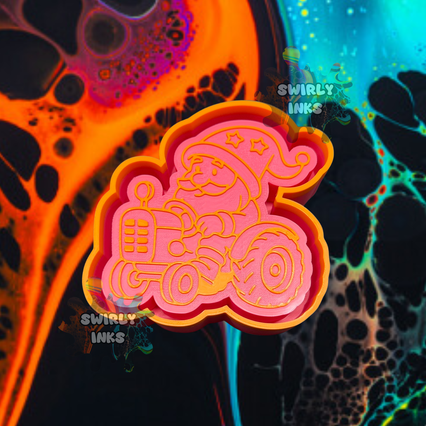 Santa Riding Tractor Freshie Mold